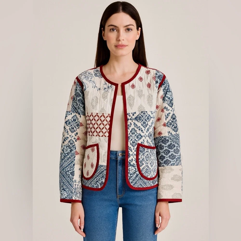 🧵 HANDMADE (by me!) Patchwork Quilted Short Jacket - SMALL/MEDIUM - Picture 14 of 15